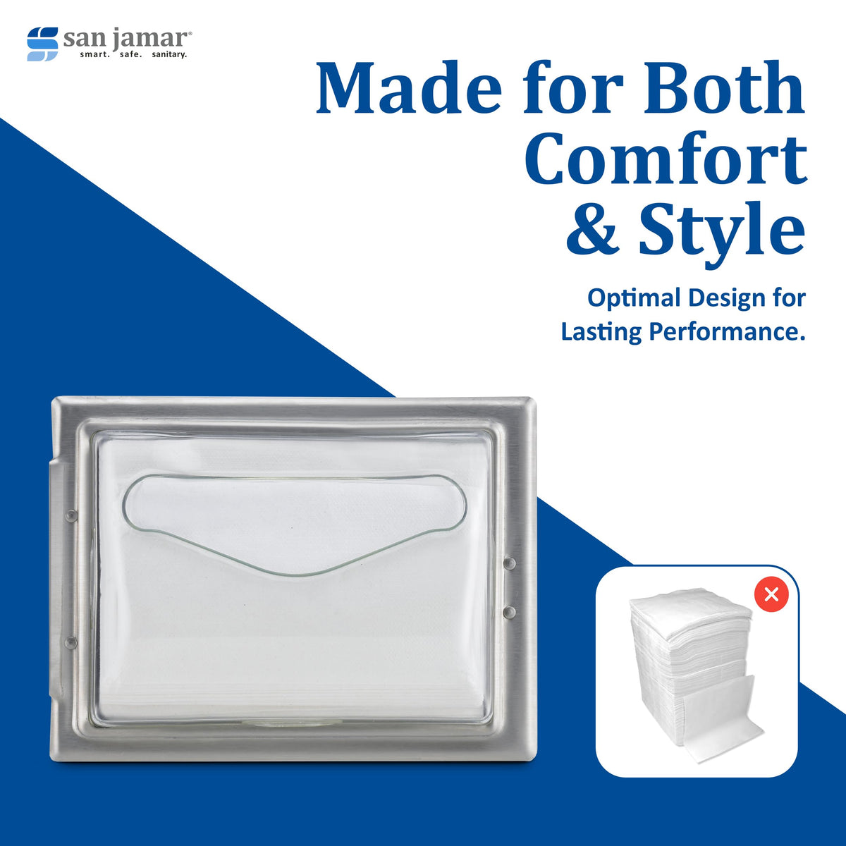 H2005 Stainless Steel in-Counter Fullfold Control Napkin Dispenser by San Jamar – Stainless Steel, Stainless, Model H2005CLSS