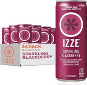 IZZE Sparkling Water Juice Beverage Blend, Blackberry, No Sugar Added, 8.4 FL OZ, 24 Cans