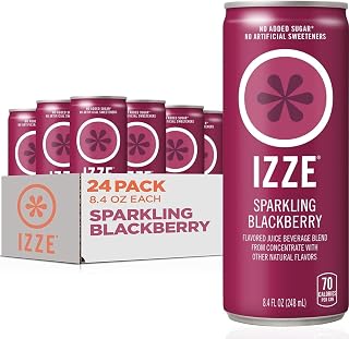 IZZE Sparkling Water Juice Beverage Blend, Blackberry, No Sugar Added, 8.4 FL OZ, 24 Cans