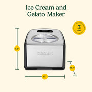 1.5-Quart Ice Cream Maker and Gelato Machine by Cuisinart – 1.5 Quart, Steel, Stainless Steel, Model CZN-022