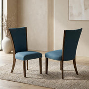 Linen-Upholstered Dining Chairs Set of by Furnifact – Wood, Blue, Pack of 2