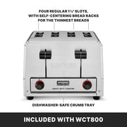 Waring 4-Compartment (Standard) / 5-20P Plug | 120V | 2200W / Silver Toasters