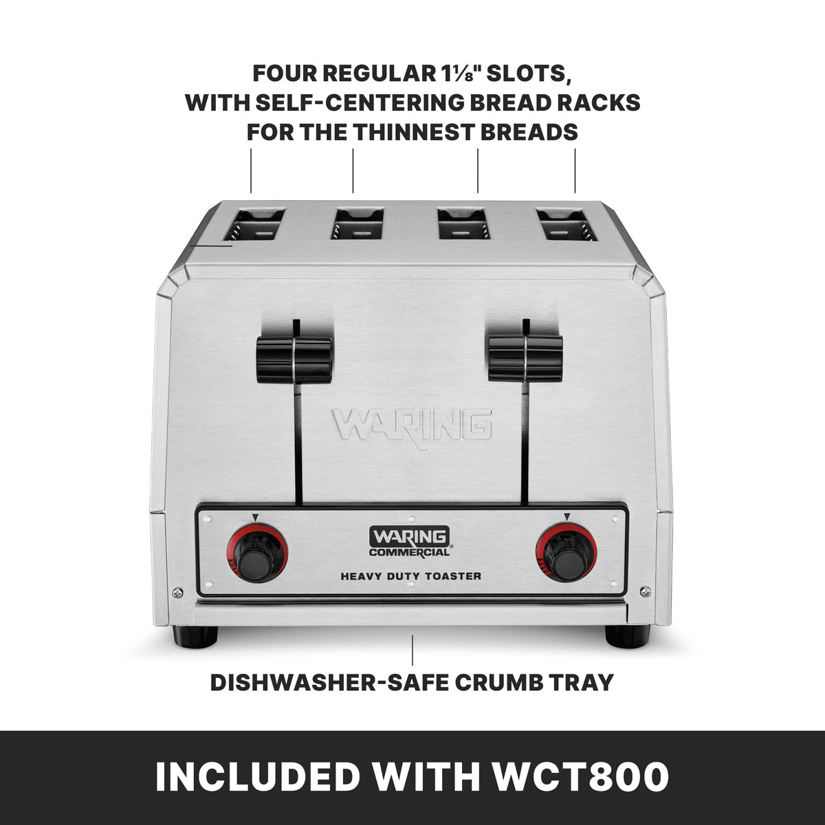 Waring 4-Compartment (Standard) / 5-20P Plug | 120V | 2200W / Silver Toasters