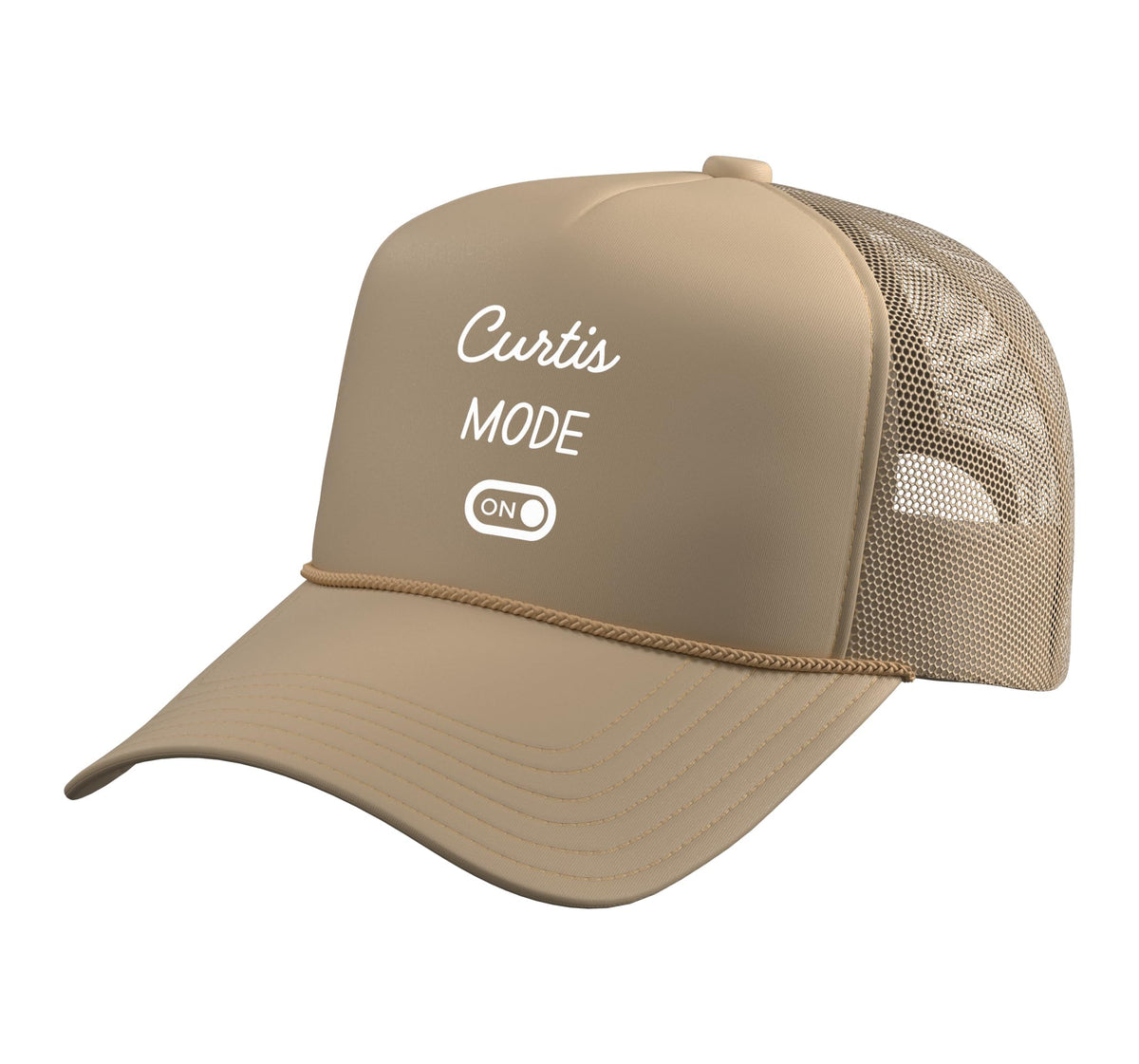 Curtis Mode On Name Trucker Hat with Adjustable Mesh Back by Curtis Mode On Name Funny Birthday – Polyester, Khaki