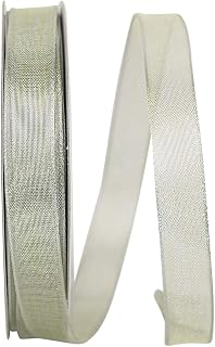 Reliant Ribbon Mesh Classic Wired Edge Ribbon, 5/8 Inch X 25 Yards, Platinum