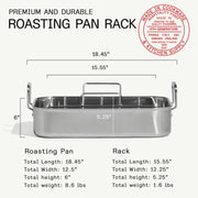 Made In Stainless Roasting Pan With Rack, 18.45 Inch, Silver