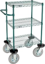 NEXEL 3 Shelf CART, Poly-Green, 24INL X 18INW X 43INH, Pneumatic Rigid CASTERS
