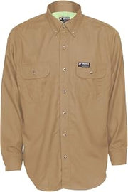 MCR Safety Summit Breeze SBS1003L Flame Resistant 5.5oz Inherent Blend Shirt, Underarm/Back Vents, Men's Work Shirt, Large, Tan