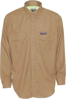 MCR Safety Summit Breeze SBS1003L Flame Resistant 5.5oz Inherent Blend Shirt, Underarm/Back Vents, Men's Work Shirt, Large, Tan