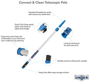 Professional Connect & Clean 3’-6’ Aluminum Telescopic Extension Pole with Locking Cone & Quick-Flip Clamp by UNGER – 3 - 6 Foot (Pack of 2), Plastic, Plata, Model 972920