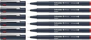 Schneider Pictus Fineliner (Line Width 0.7 mm, Indelible, Metal-Encased Tip, 85% Recycled Plastic Casing) Pack of 6, Red