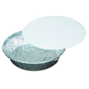 Pactiv Y527TP 2-Part Aluminum Food Containers, Aluminum/White, 7 Dia x 1 3/4h (Case of 200)