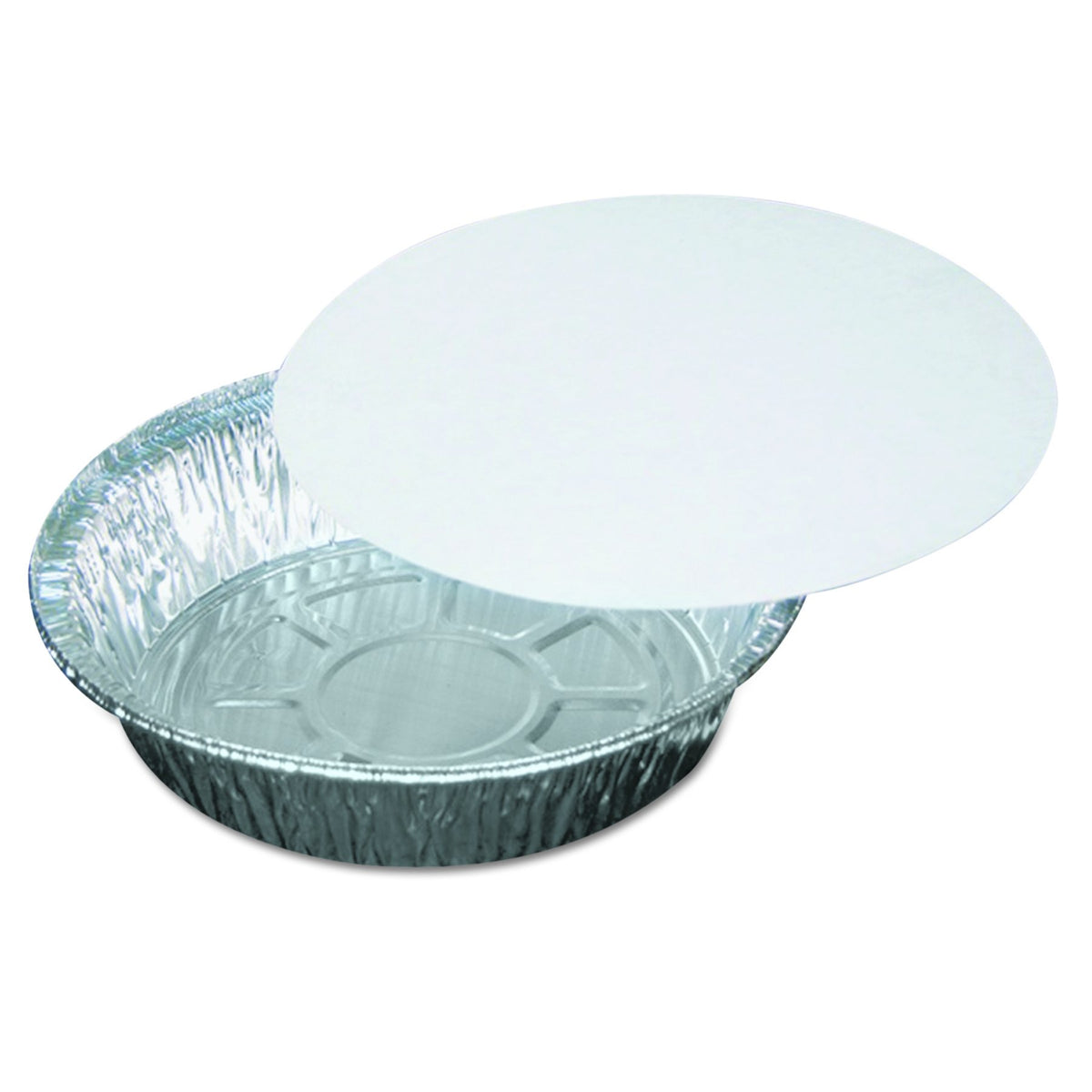 Pactiv Y527TP 2-Part Aluminum Food Containers, Aluminum/White, 7 Dia x 1 3/4h (Case of 200)