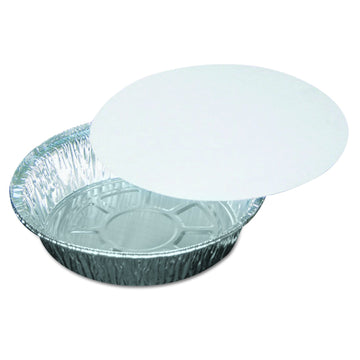 Pactiv Y527TP 2-Part Aluminum Food Containers, Aluminum/White, 7 Dia x 1 3/4h (Case of 200)