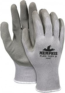 MCR Safety 9688XL FlexTuff II Latex Palm Medium Weight Men's Gloves with White Hemmed Cuff, Gray, X-Large, 1-Pair