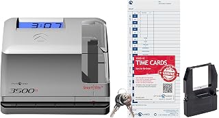 Pyramid Time Systems 3500SS Employee Automatic Time Clock Bundle | For Payroll Tracking and Attendance Management, With SmartSite Alignment, 25 Time Cards, 1 Ribbon and 2 Security Keys