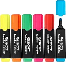 Westcott Highlighters, School Supplies Pen Set of 6 | Bright Coloured Highlighters | Line Width: 2-5 mm | Premium Ink Made in Germany | E-744251 00
