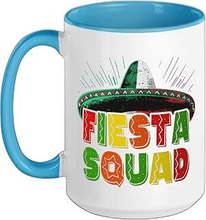 Fiesta Squad Family Matching Cinco de Mayo Ceramic Mug, Blue/White, 15oz