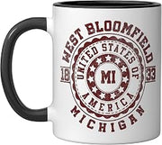 West Bloomfield MI | Michigan | Vintage City Apparels Ceramic Mug, Black/White, 11oz