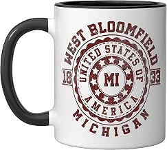 West Bloomfield MI | Michigan | Vintage City Apparels Ceramic Mug, Black/White, 11oz
