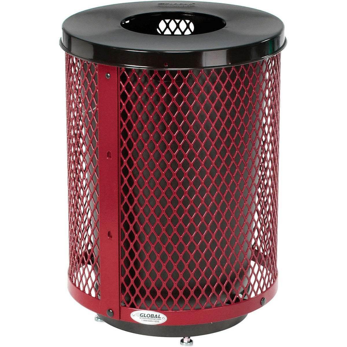 Outdoor Diamond Steel Trash Can by Global Industrial – Steel, Red, Model 261924RDD