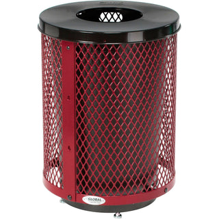 Outdoor Diamond Steel Trash Can by Global Industrial – Steel, Red, Model 261924RDD