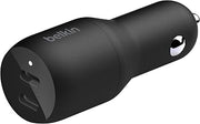 Belkin 36-Watt Dual-USB Car Charger - Power Delivery 2 18W USB-C Ports with PPS Charging Apple iPhone 14, 14 Pro, 14 Pro Max, iPhone 13, 13 Pro, 13 Pro Max Samsung Galaxy, AirPods - USB-C Charger | Two 18W USB-C Power Delivery ports, compatible with iPhone 14, 13 series, Samsung Galaxy, AirPods