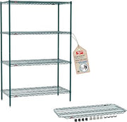 METRO Super Erecta 5-Shelf Metroseal Wire Shelving Bundle - Includes 4-Tier Green Epoxy with Microban Shelving Unit and 1 EZ-ADD Shelf - 24" W x 48" L x 74.5" H - for Restaurants, Home and More
