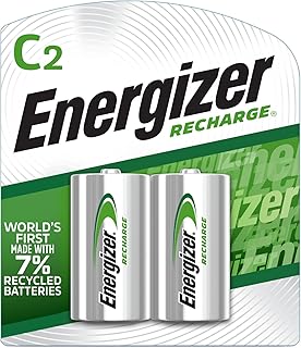 Energizer Rechargeable C Batteries, Recharge C Battery Precharged, 2 Count