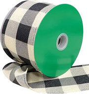 Reliant Ribbon Country Bufallo Gingham Large Wired Edge Ribbon, 2-1/2 Inch X 10 Yards, Cream/black