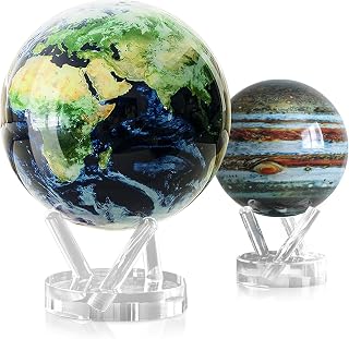 MOVA Globe Bundle – Earth with Clouds 8.5” + Jupiter 4.5” | Solar-Powered Rotating Globes for Desk or Display | No Batteries or Cords | Celestial Decor Gift Set