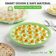 Hansgo Deviled Egg Tray with Lid, Holds 22 Eggs, Green
