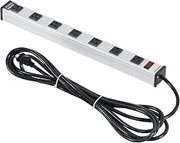 Global Industrial 19" 7 Outlet Aluminum Power Strip with 15-ft Cord ETL/cETL