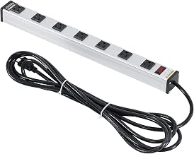 Global Industrial 19" 7 Outlet Aluminum Power Strip with 15-ft Cord ETL/cETL