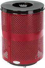 Global Industrial Outdoor Perforated Steel Trash Can, Flat Lid, Raised Base