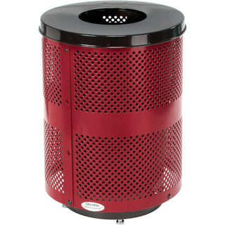 Outdoor Perforated Steel Trash Can by Global Industrial – Steel, Red, Model 261925RDD