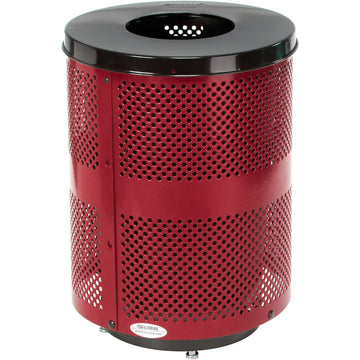 Outdoor Perforated Steel Trash Can by Global Industrial – Steel, Red, Model 261925RDD