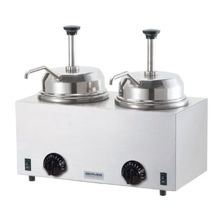 Products Twin Topping Warmer with Pumps by Server – 3.0 quarts, Stainless Steel, Silver, Model 81230