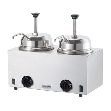 Products Twin Topping Warmer with Pumps by Server – 3.0 quarts, Stainless Steel, Silver, Model 81230