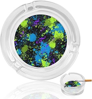 Abstract Music Notes Splashes Glass Ashtrays Ash Tray for Cigarettes Table | with finger notch,for smokers,portable,home decor,cute,cool,funny