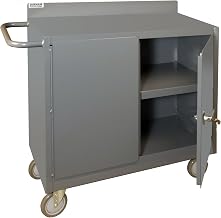 Durham 16 Gauge Welded Steel Mobile Bench Cabinet with Lockable Storage Compartment, 2210-95, 1 Shelf