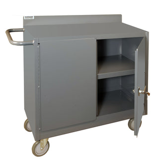 16 Gauge Welded Steel Mobile Bench Cabinet with Lockable Storage Compartment by Durham – 18.25" W x 42.125" D x 36.375" H, Alloy Steel, Grey, Model 2210-95