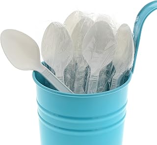 AmerCareRoyal Heavy Weight Individually Wrapped Disposable Polypropylene Plastic Teaspoons for Restaurants and Catering, White, Pack of 1000