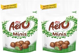 Aero Peppermint Bubbles Milk Chocolate Minis, 135g4.8oz., Bundle, (2 Pack) {Imported from Canada}