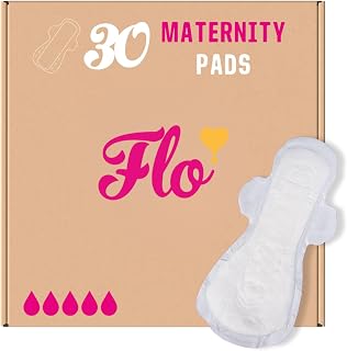 Extra Long Maternity Pads (30 Pack) - Super Soft + Breathable - 4 Wings - Heavy Flow - Organic Bamboo Period Pads for Women - Postpartum Essentials - Plant Based - Vegan & Cruelty Free