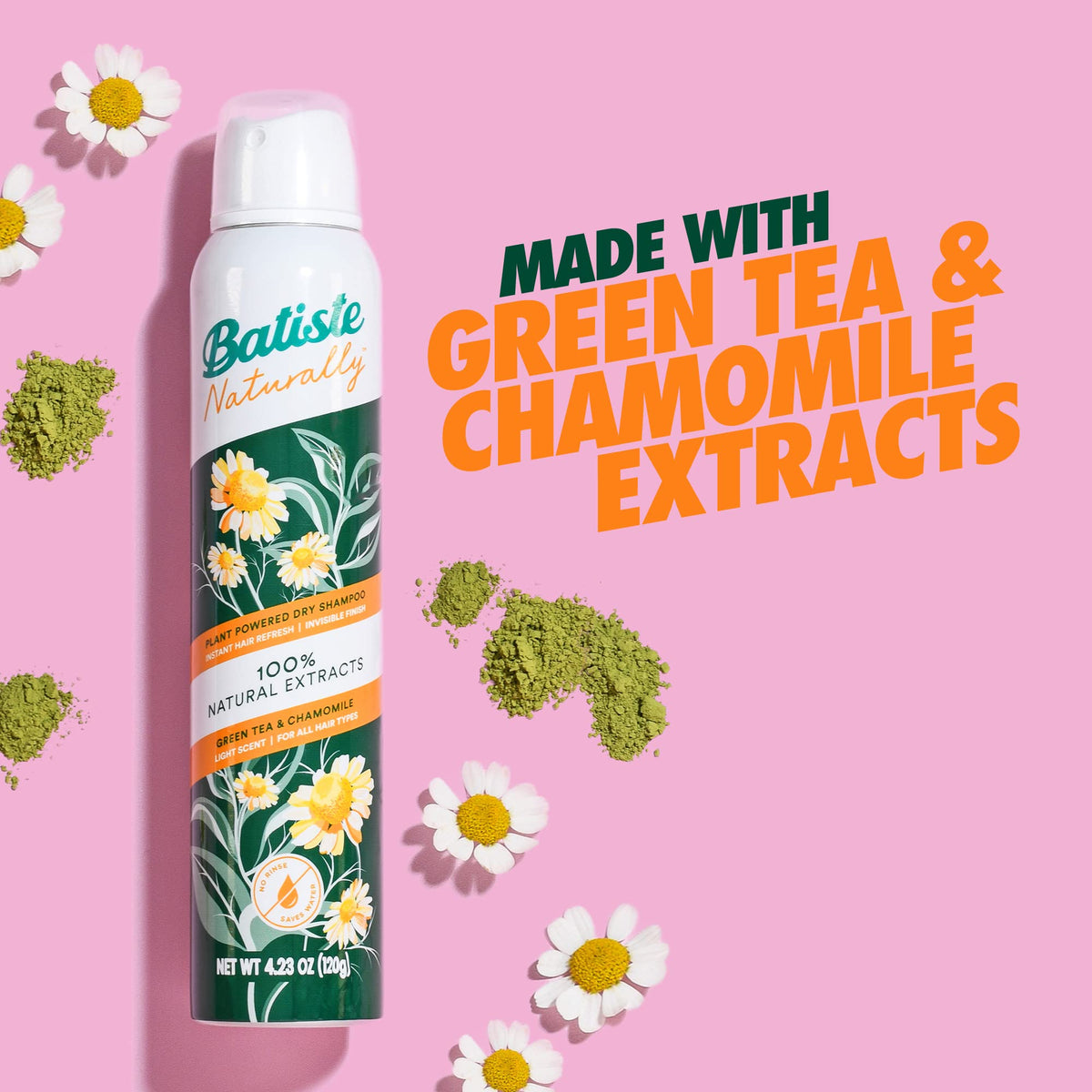 Natural - Green Tea Chamomile 4.23 oz. by Batiste – 4.23 Ounce (Pack of 1), Clear