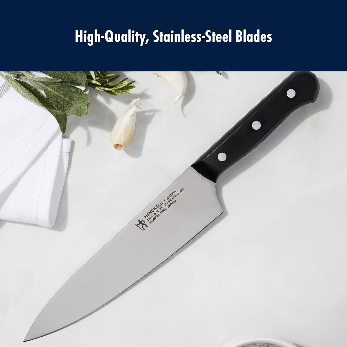 Solution Razor-Sharp 14-pc Self Sharpening Knife Block Set by HENCKELS – 14-pc, Stainless Steel, Brown, Pack of 14, Model 1025358