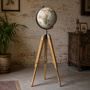 Wooden Tripod World Map Decor Explorer Home Office Accent Globe by Generic – Metal, Multicolor, Model Wtg-worldmap-001