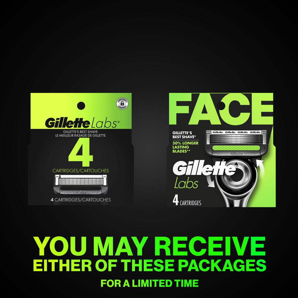 Gillette 1 Count (Pack of 4) / 4 Refills / Silver Cartridges