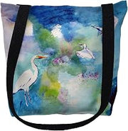 Betsy Drake TY1047S 13 x 13 in. Three Egrets Small Tote Bag